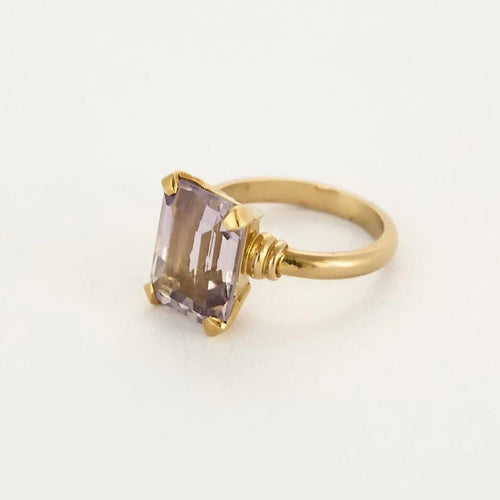 Bague 49 Bague ancienne en or jaune 18K avec améthyste 58 Facettes