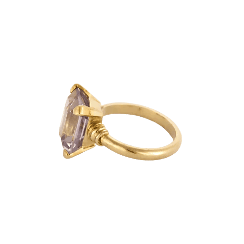 Bague 49 Bague ancienne en or jaune 18K avec améthyste 58 Facettes