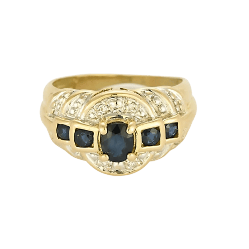 Bague 45 Bague vintage en or jaune 18K avec saphirs et diamants 58 Facettes