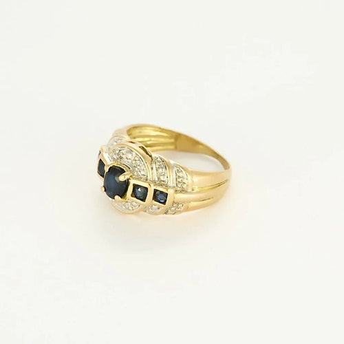 Bague 45 Bague vintage en or jaune 18K avec saphirs et diamants 58 Facettes