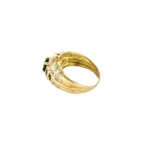 Bague 45 Bague vintage en or jaune 18K avec saphirs et diamants 58 Facettes
