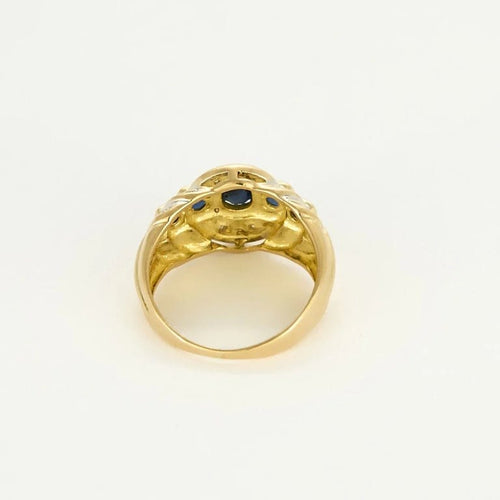 Bague 45 Bague vintage en or jaune 18K avec saphirs et diamants 58 Facettes