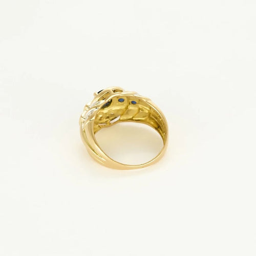 Bague 45 Bague vintage en or jaune 18K avec saphirs et diamants 58 Facettes