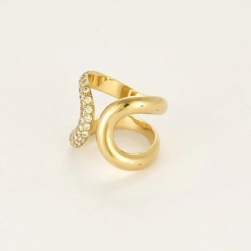 Bague 56 Bague double boucle en or jaune 18k et diamants 58 Facettes