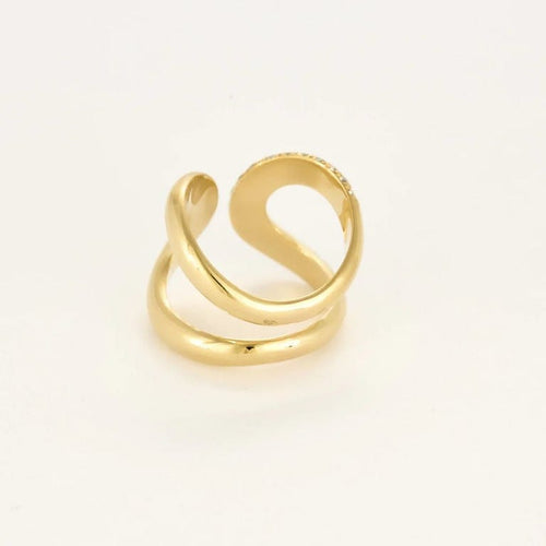 Bague 56 Bague double boucle en or jaune 18k et diamants 58 Facettes