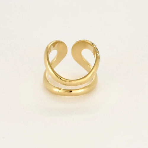 Bague 56 Bague double boucle en or jaune 18k et diamants 58 Facettes