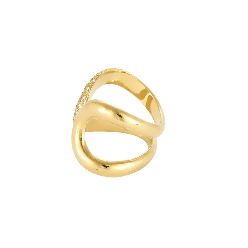 Bague 56 Bague double boucle en or jaune 18k et diamants 58 Facettes