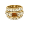 Bague 51.5 Bague large en or jaune 18k et platine, citrine madère et diamants 58 Facettes