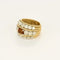 Bague 51.5 Bague large en or jaune 18k et platine, citrine madère et diamants 58 Facettes