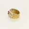 Bague 51.5 Bague large en or jaune 18k et platine, citrine madère et diamants 58 Facettes