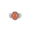 Bague 55 Bague en or blanc 18K avec corail cabochon et diamants 58 Facettes P10L9