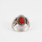 Bague 55 Bague en or blanc 18K avec corail cabochon et diamants 58 Facettes P10L9
