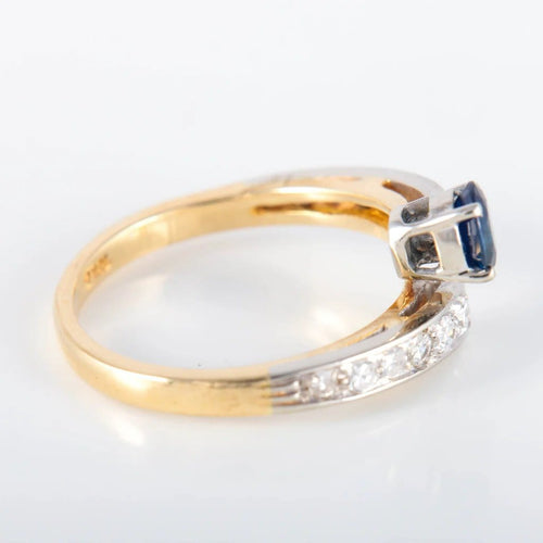 Bague 61.5 Bague ancienne en or jaune, platine, saphir et diamants 58 Facettes