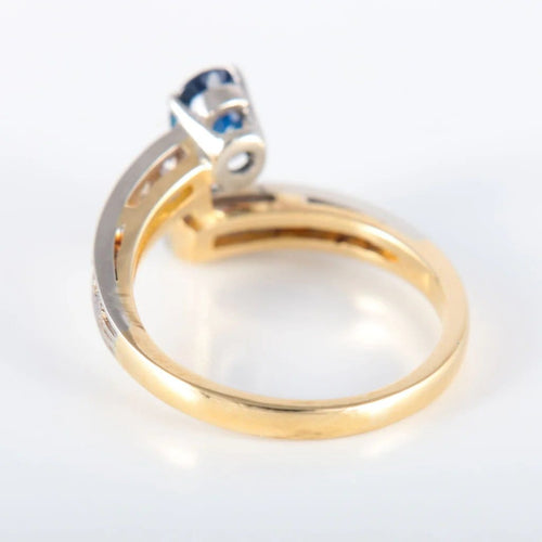 Bague 61.5 Bague ancienne en or jaune, platine, saphir et diamants 58 Facettes