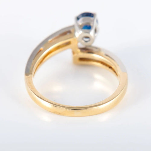 Bague 61.5 Bague ancienne en or jaune, platine, saphir et diamants 58 Facettes
