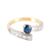 Bague 61.5 Bague ancienne en or jaune, platine, saphir et diamants 58 Facettes