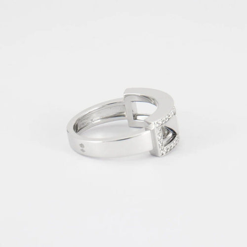Bague 52.5 Bague en or blanc 18K avec diamants, diamant central mobile 58 Facettes