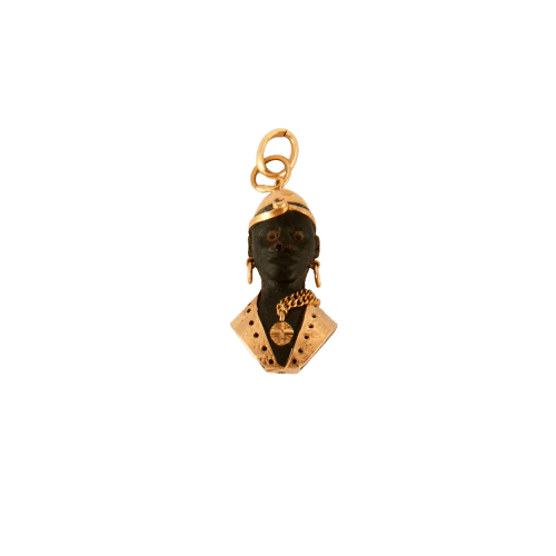 Pendentif Pendentif tête de Maure en or jaune 18 carats et ébène 58 Facettes
