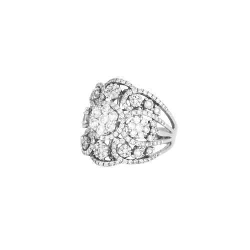 Bague 54 Bague style années 30 en or blanc 18K et diamants 58 Facettes