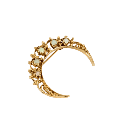 Broche Broche ancienne lune en or jaune 14k et opales 58 Facettes