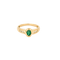 Bague 56 Bague vintage en or jaune 18K avec diamants et émeraude 58 Facettes