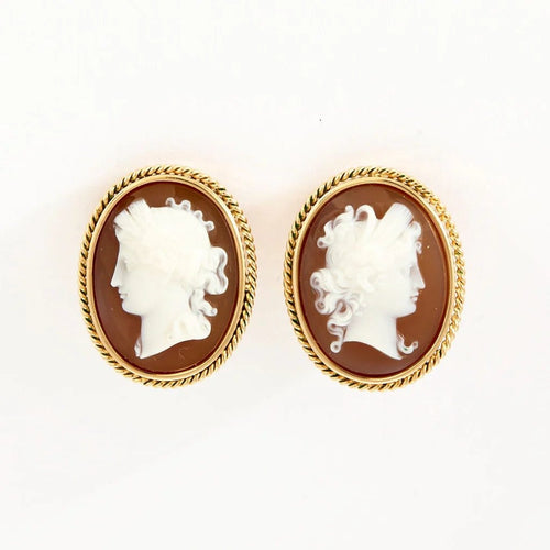 Boucles d'oreilles Boucles d’oreilles clips camées vintage en or jaune 18 carats 58 Facettes