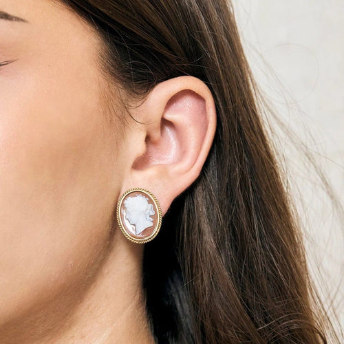 Boucles d'oreilles Boucles d’oreilles clips camées vintage en or jaune 18 carats 58 Facettes