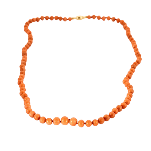 Collier Collier ancien en or jaune 18 carats avec perles de corail 58 Facettes