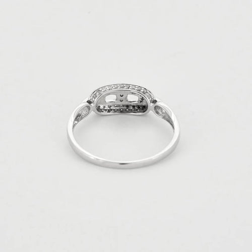 Bague 53.5 Bague maillon de chaîne en or blanc 18 carats et diamants 58 Facettes P22L5