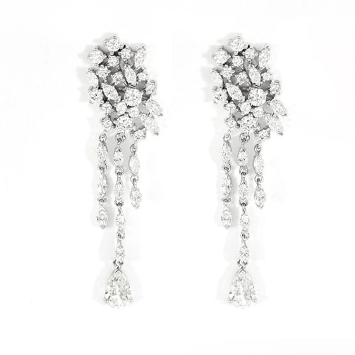 Boucles d'oreilles Boucles d'oreilles pendantes en or blanc 18 carats et diamants 58 Facettes