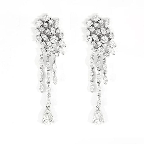 Boucles d'oreilles Boucles d'oreilles pendantes en or blanc 18 carats et diamants 58 Facettes