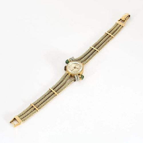 Montre UTI - Montre ancienne en or jaune 18K avec diamants et émeraudes 58 Facettes