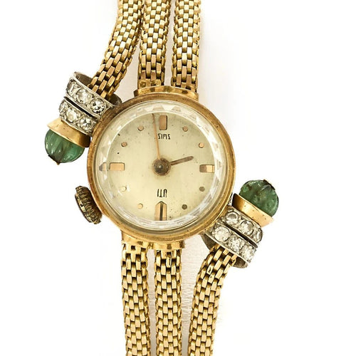 Montre UTI - Montre ancienne en or jaune 18K avec diamants et émeraudes 58 Facettes