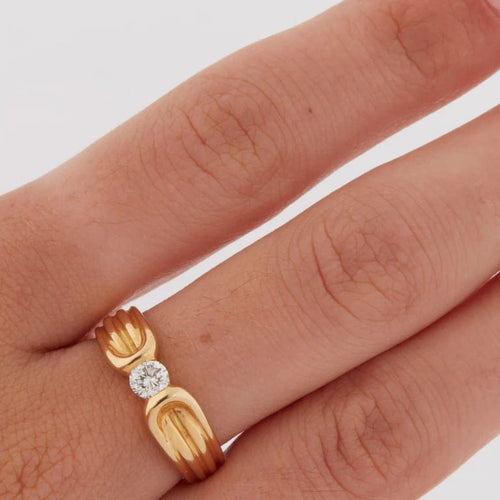 Bague 52 Bague en or jaune 18 carats sertie d’un diamant 0,25 ct 58 Facettes RÉF 10006/13