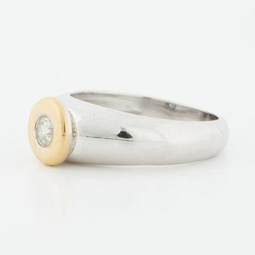 Bague 54 Bague en or blanc et jaune sertie d’un diamant 58 Facettes REF 5032/13