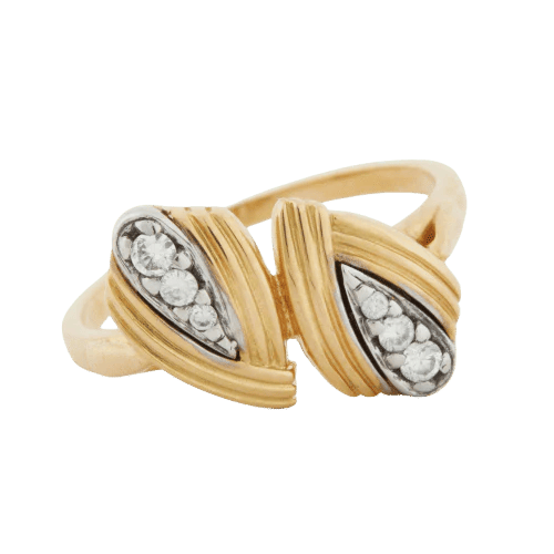 Bague 57 Bague en or blanc et jaune 18 carats sertie de diamants 58 Facettes REF 12029/18