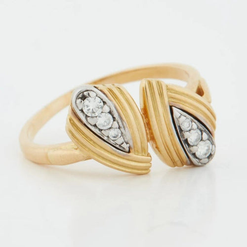 Bague 57 Bague en or blanc et jaune 18 carats sertie de diamants 58 Facettes REF 12029/18