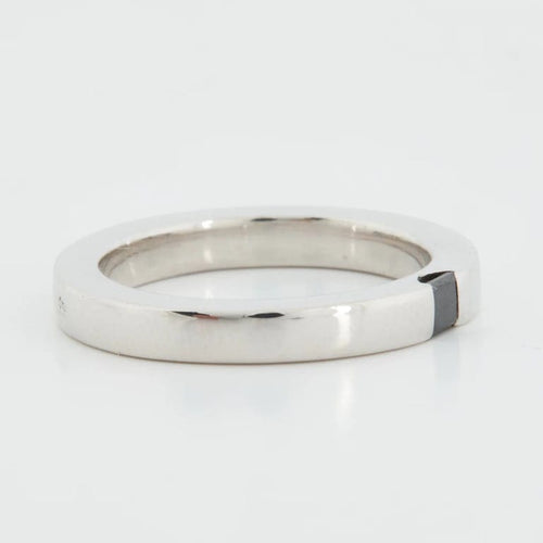 Bague 49 Bague en platine sertie d’un diamant noir 0,10 ct 58 Facettes RÉF 11034/19