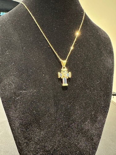Pendentif Pendentif croix en or jaune et blanc avec diamant 58 Facettes 1.0000258/1