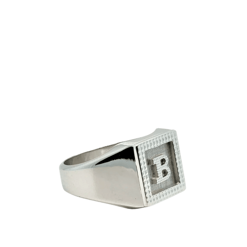 Bague 62 Chevalière initiale B en or blanc 18 carats 58 Facettes 1.0000365/1