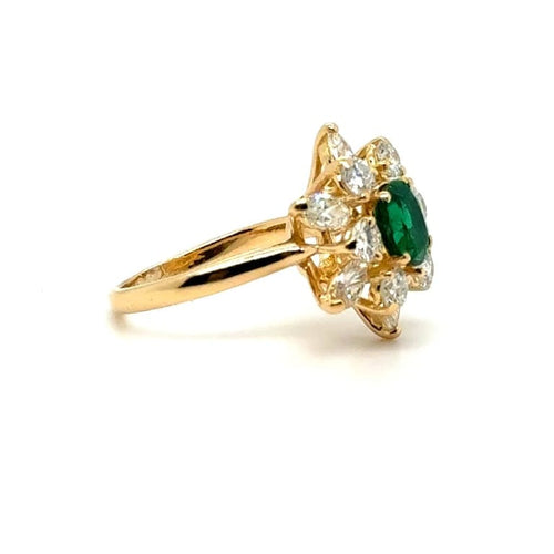 Bague 51 Bague marguerite en or jaune 18 carats, émeraude et diamants 58 Facettes 1.0000372/1