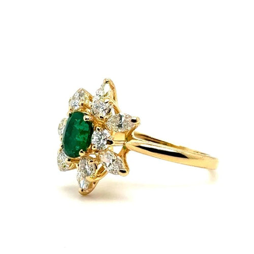 Bague 51 Bague marguerite en or jaune 18 carats, émeraude et diamants 58 Facettes 1.0000372/1