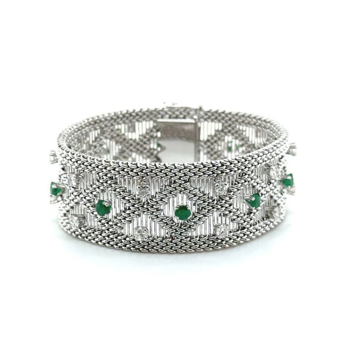 Bracelet Bracelet vintage en or blanc 18 carats serti de diamants et émeraudes 58 Facettes 1.0000651/3