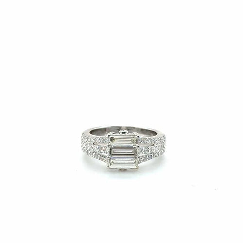 Bague 54 Bague en or blanc 18 carats sertie de diamants baguette 58 Facettes 1.0000666/1
