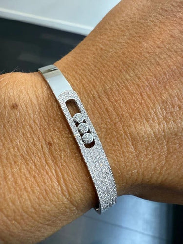 Bracelet Messika Move Noa - Bracelet jonc semi-pavé en or blanc et diamants 58 Facettes 1.0000887/2