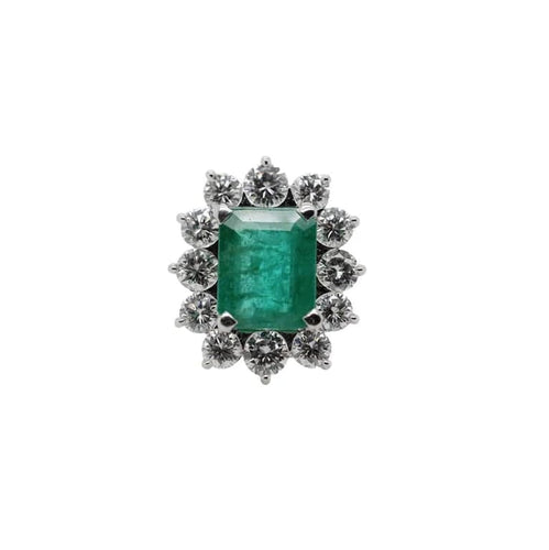 Bague 54 Bague en or blanc 18 carats avec émeraude 2,65 ct et diamants 58 Facettes 1.0000791/1