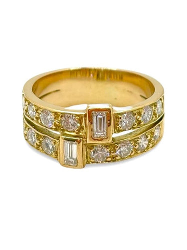 Bague 57 Bague en or jaune 18K sertie de diamants 1,3 ct 58 Facettes