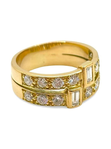 Bague 57 Bague en or jaune 18K sertie de diamants 1,3 ct 58 Facettes