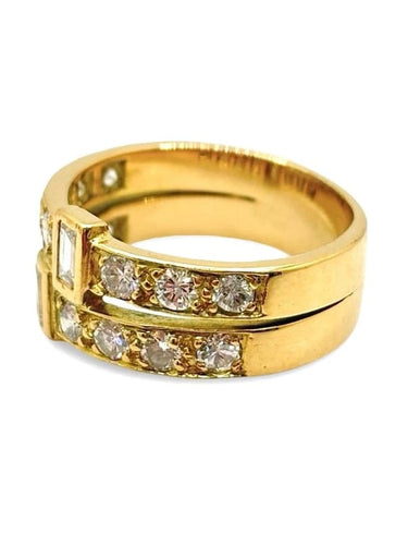 Bague 57 Bague en or jaune 18K sertie de diamants 1,3 ct 58 Facettes