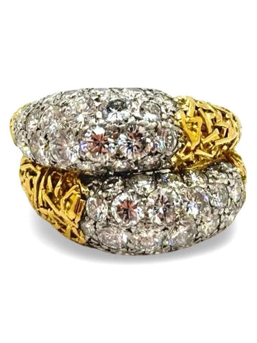 Bague 56 Bague ancienne en or jaune 18K sertie de diamants 58 Facettes